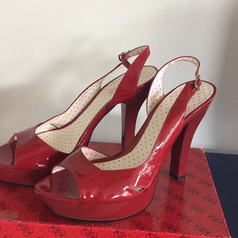 Red Patton leather platform heels